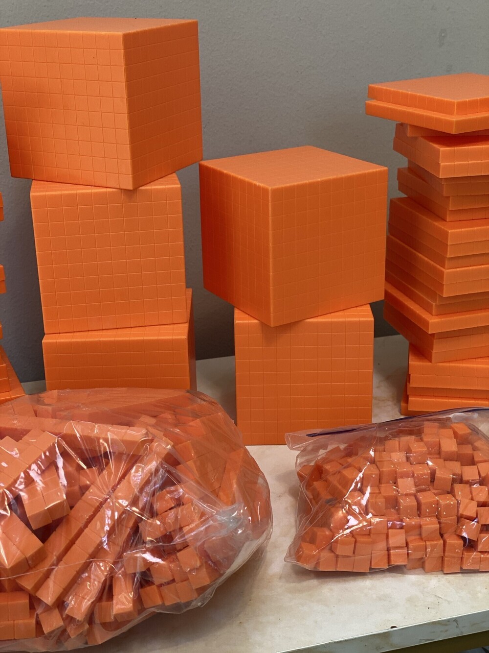 Orange Base Ten Math Learning Blocks Large Classroom Lot - Picture 3 of 4